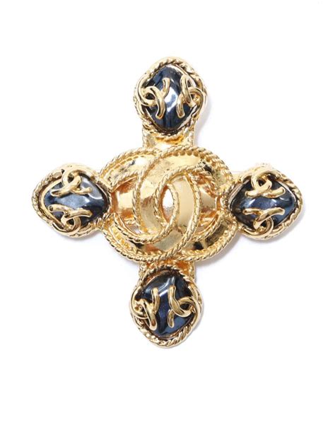 vintage chanel cross necklace|pre owned chanel brooch.